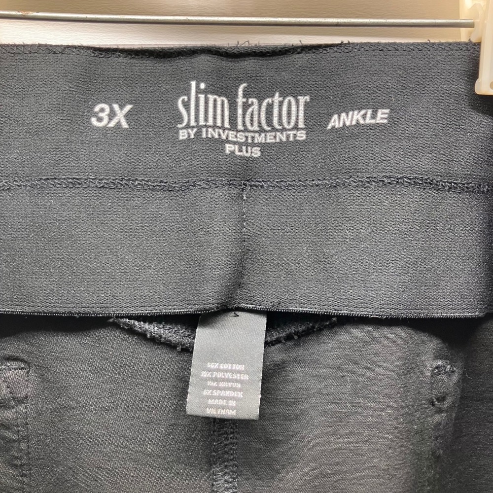 Slim Factor by Investments Plus Black Ankle Pants Womens 3X Pull On Stretch Slim - Picture 6 of 7